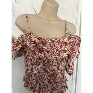 Milk & Honey Smocked Off The Shoulder Crop Top [L]